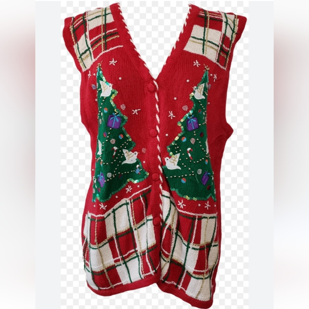 Vintage Bobbie brooks Women's Ugly Christmas Sweater Vest Size L